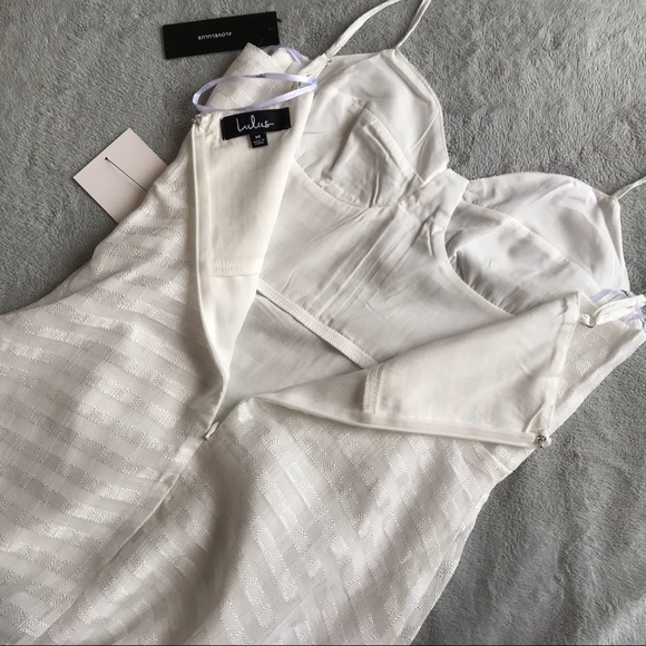 NWT Lulus Holding On White Plaid Mesh Midi Dress - Picture 10 of 11